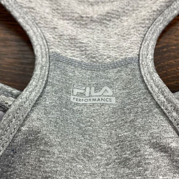 Fila Women's Solid Pullover Lined Racerback Sports Bra Gray Size Medium - Picture 3 of 6